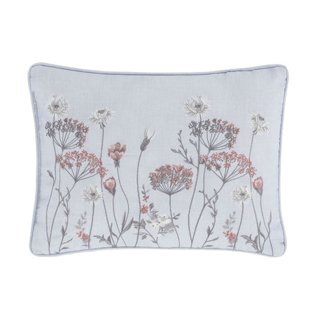 Catherine Lansfield Meadowsweet Floral Embroidered 30x40cm Cushion Grey
