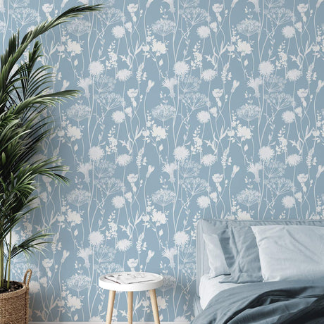 Catherine Lansfield Meadowsweet Floral Wallpaper Blue