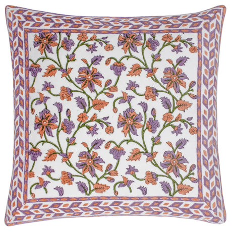 Mentera 100% Cotton Velvet Lilac & Coral Cushion Cover 50cm x 50cm - additional product view 1