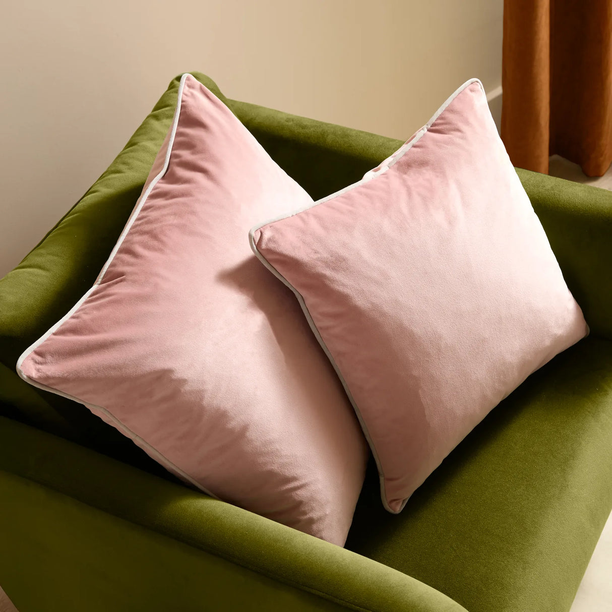 Meridian Velvet Cushion Cover Blush/Grey 45 x 45cm - image 5