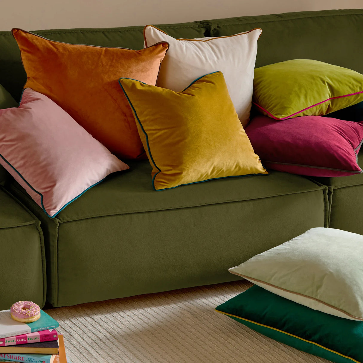 Meridian Velvet Cushion Cover Blush/Teal 45 x 45cm - image 5