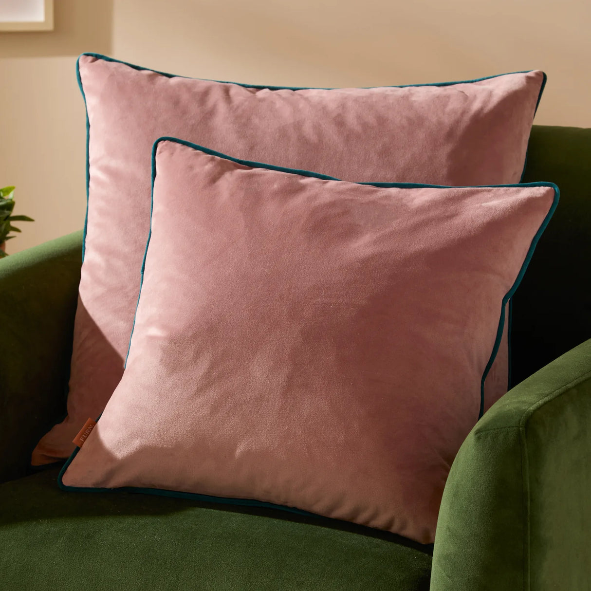 Meridian Velvet Cushion Cover Blush/Teal 45 x 45cm - image 6