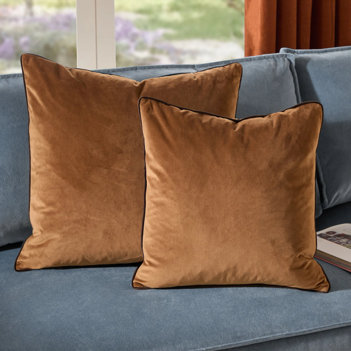 Meridian Velvet Cushion Cover Caramel/Chocolate - image 6