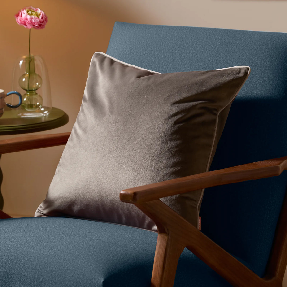 Meridian Velvet Cushion Cover Charcoal/Dove 45 x 45cm - image 1