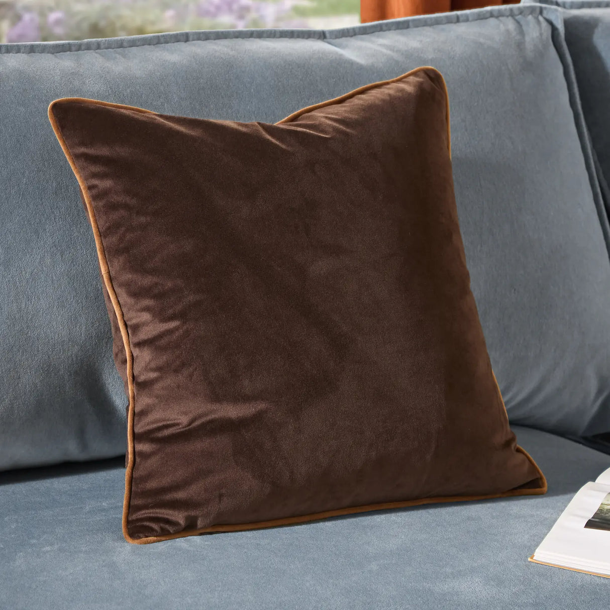 Meridian Velvet Cushion Cover Chocolate/Caramel - image 1