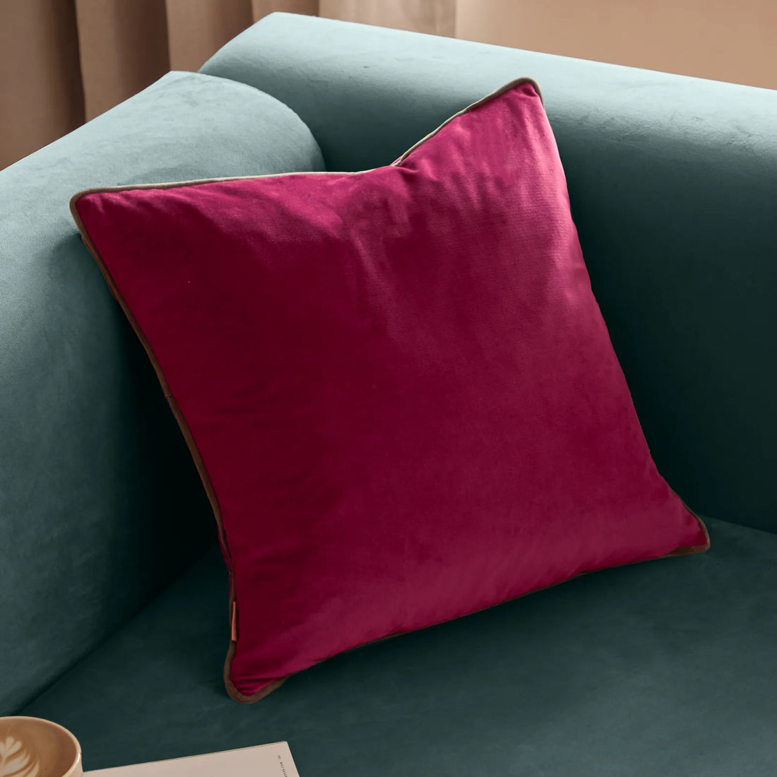 Meridian Velvet Cushion Cover Cranberry/Mocha 45 x 45cm