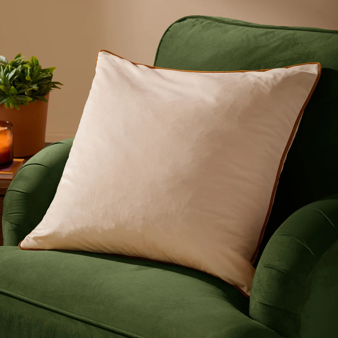 Meridian Velvet Cushion Cover Ecru/Ginger 45 x 45cm