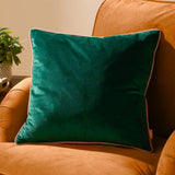 Meridian Velvet Cushion Cover Emerald/Blush 45 x 45cm - image 1