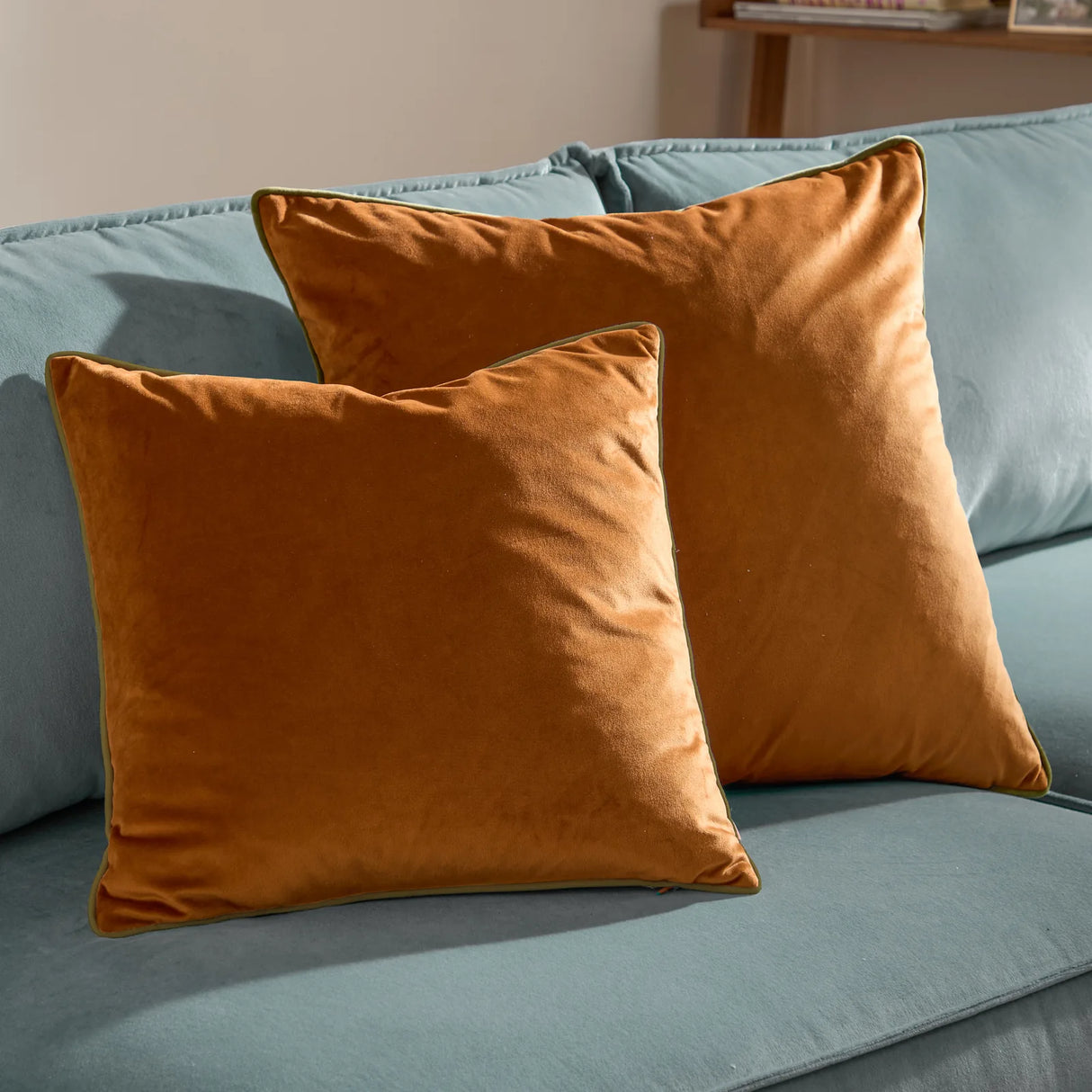 Meridian Velvet Cushion Cover Ginger/Olive - image 6