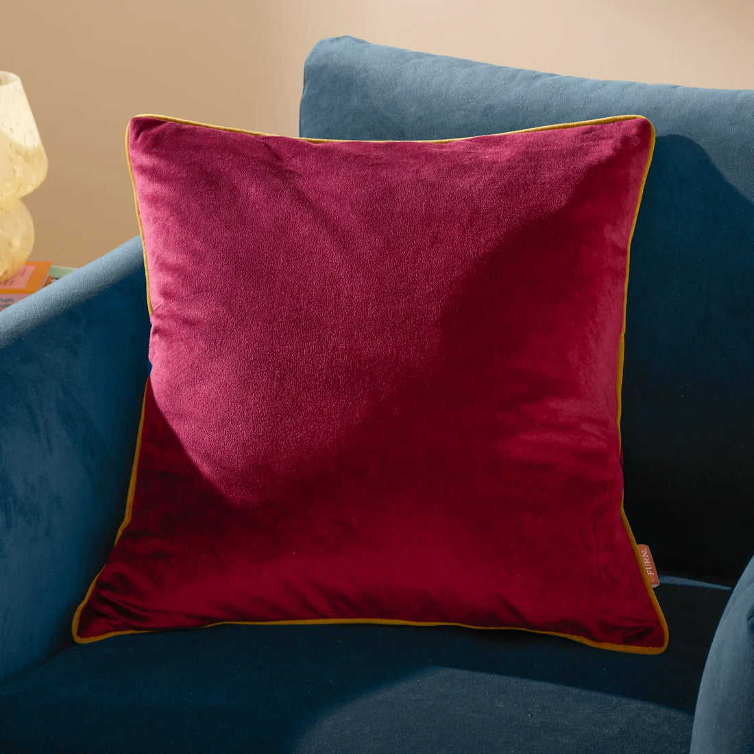 Meridian Velvet Cushion Cover Maroon/Moss 45 x 45cm