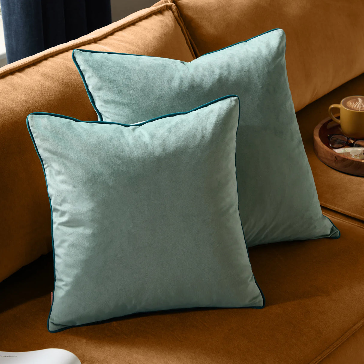 Meridian Velvet Cushion Cover Mineral/Teal 45 x 45cm - image 5