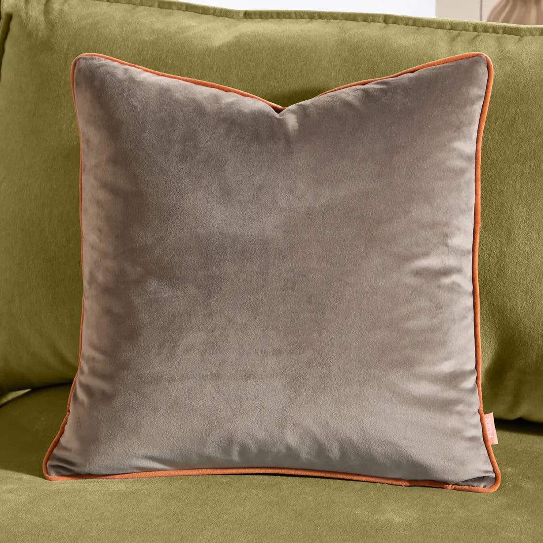 Meridian Velvet Cushion Cover Mocha/Pumpkin 45 x 45cm