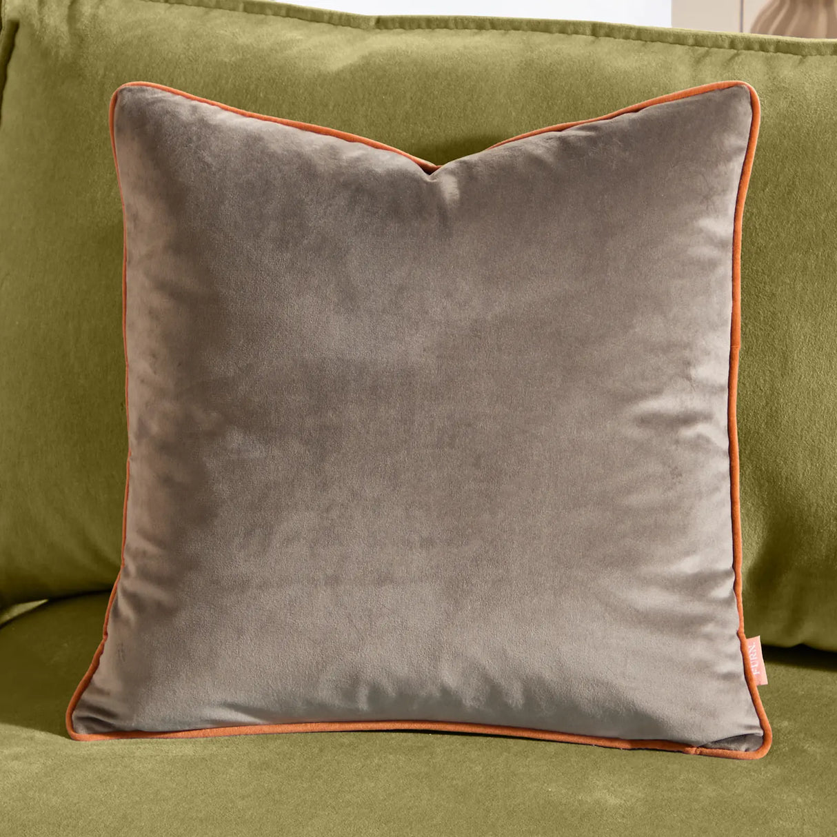Meridian Velvet Cushion Cover Mocha/Pumpkin 45 x 45cm - image 1