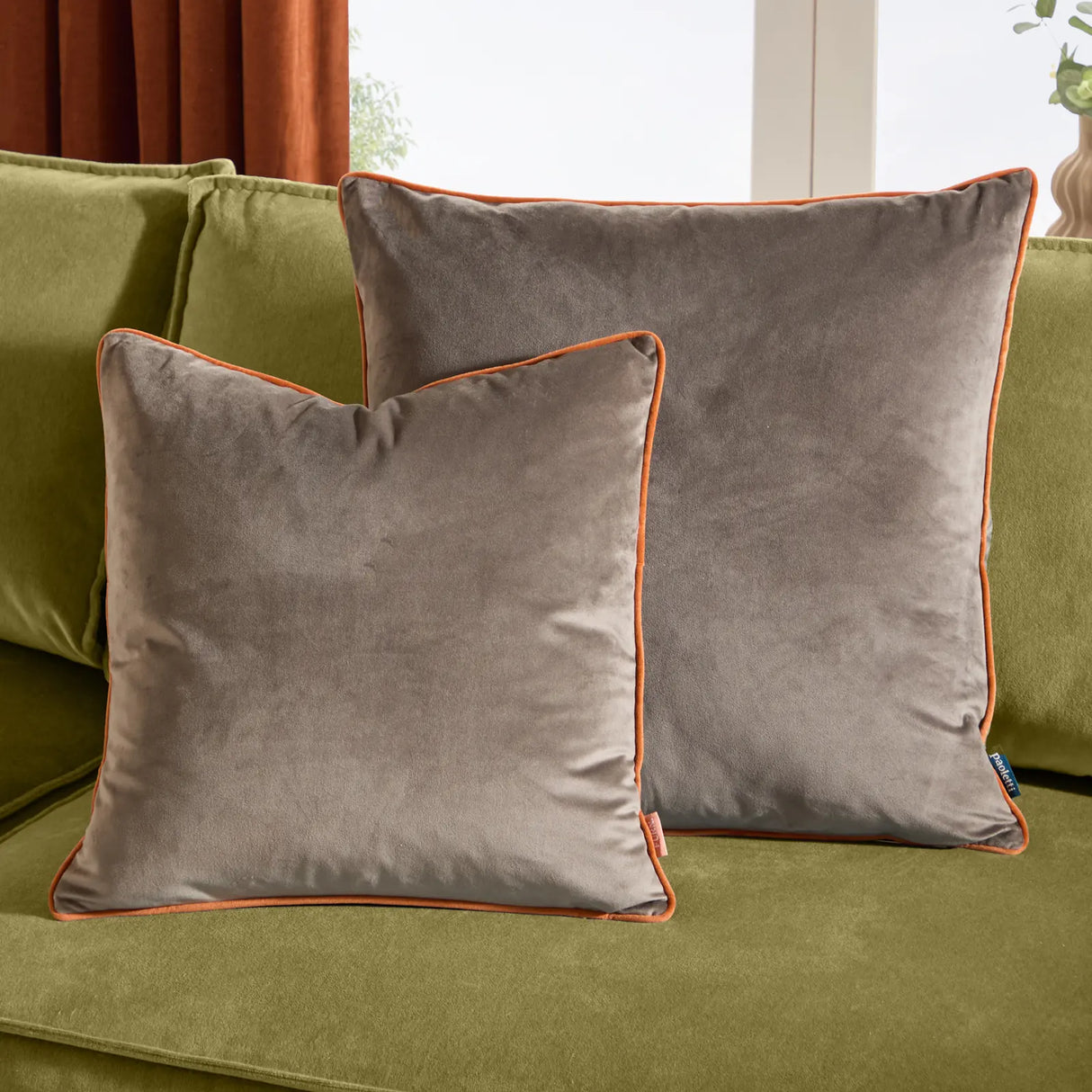 Meridian Velvet Cushion Cover Mocha/Pumpkin 45 x 45cm - image 5