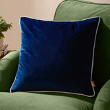 Meridian Velvet Cushion Cover Navy/Silver 45 x 45cm - image 1