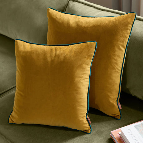 Meridian Velvet Cushion Cover Ochre/Teal - image 7