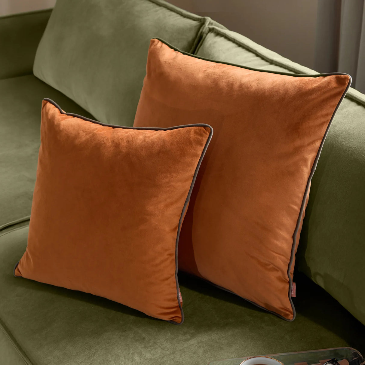 Meridian Velvet Cushion Cover Pumpkin/Mocha 45 x 45cm - image 5