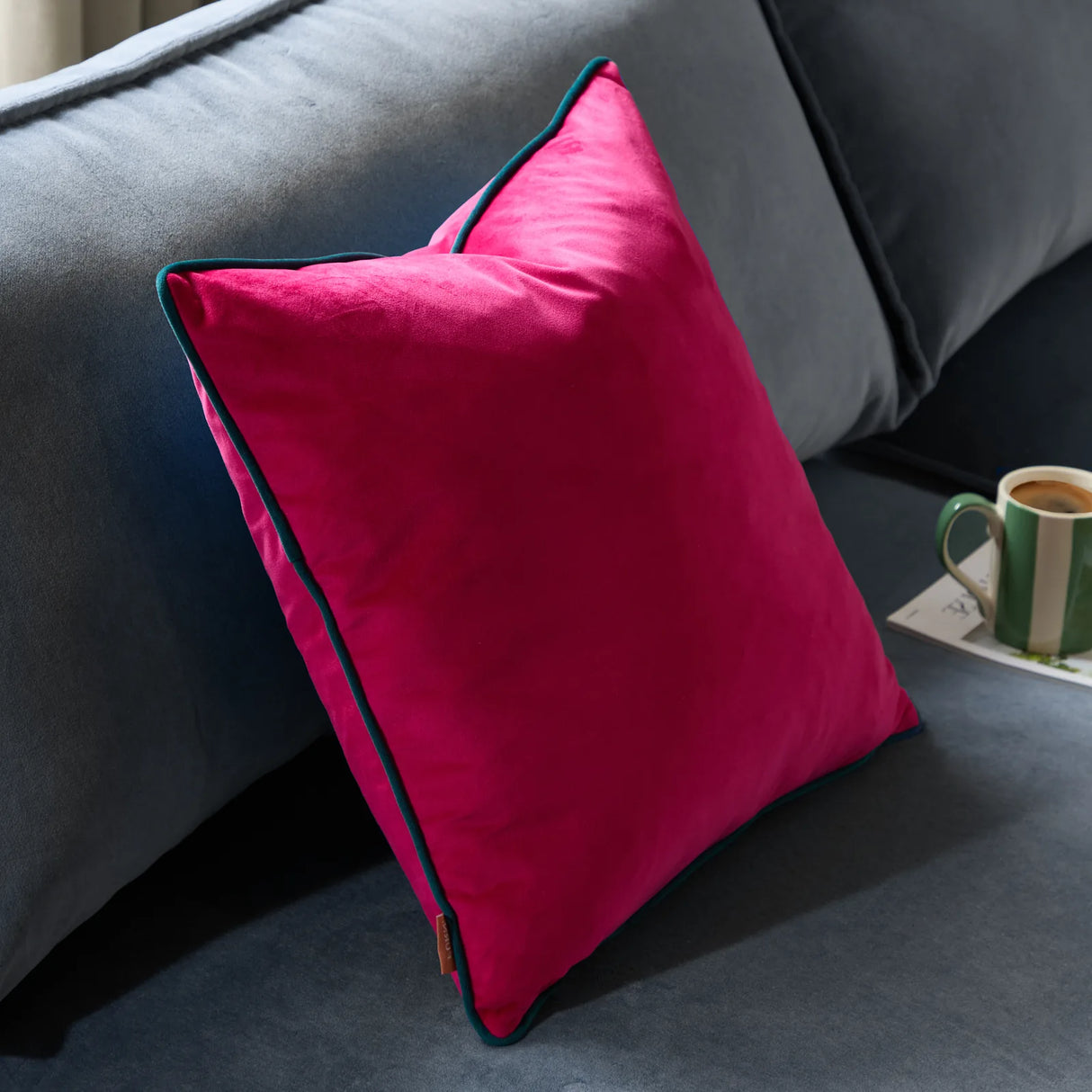 Meridian Velvet Cushion Cover Raspberry/Teal 45 x 45cm - image 1