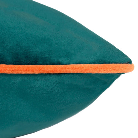 Meridian Velvet Cushion Cover Teal/Clementine 45 x 45cm - image 4
