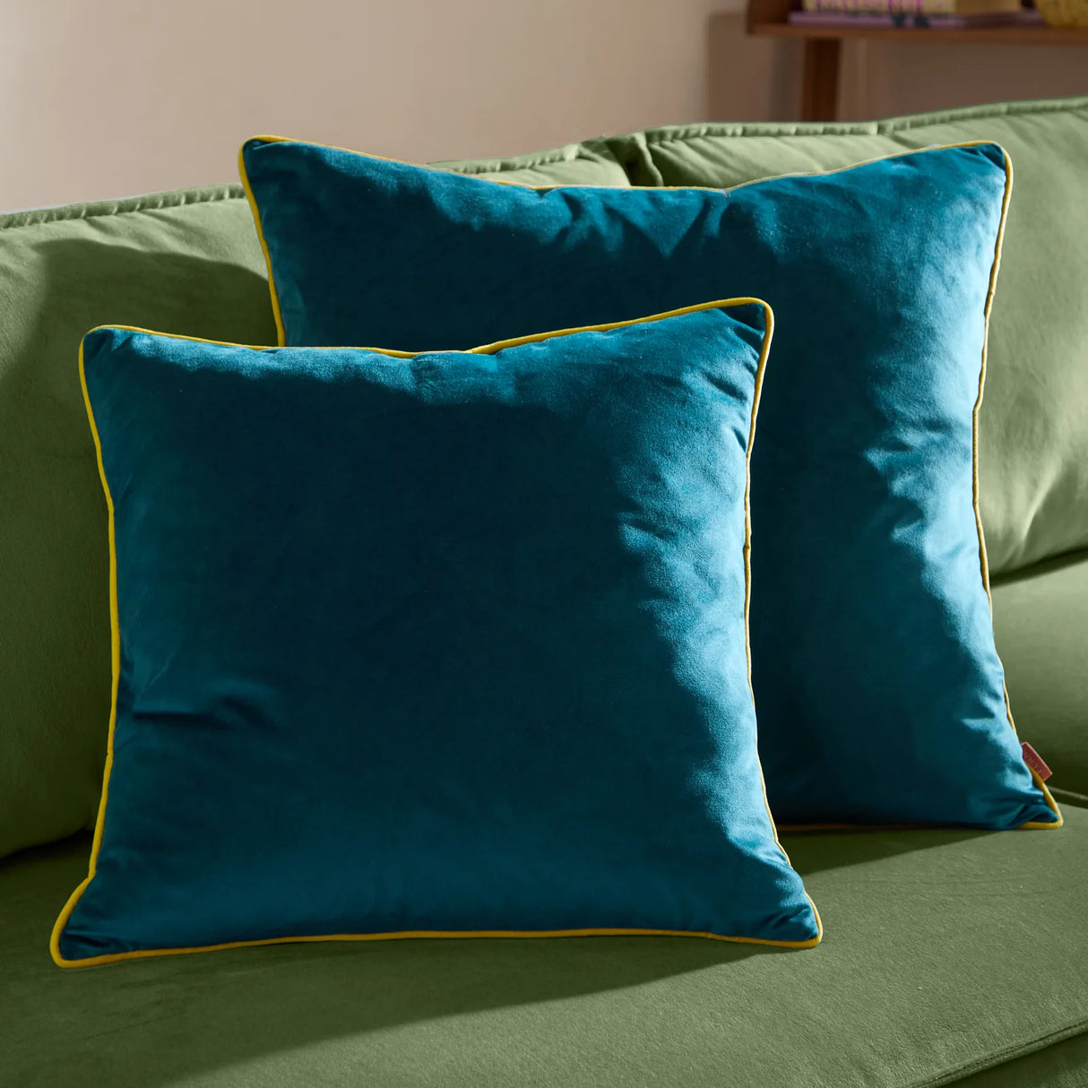 Meridian Velvet Cushion Cover Teal/Cylon 45 x 45cm - image 5