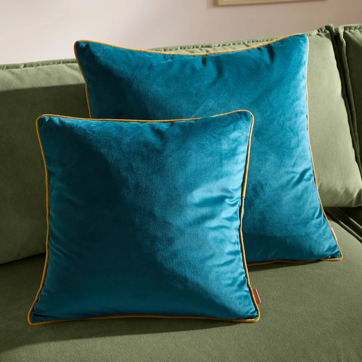 Meridian Velvet Cushion Cover Teal/Ochre - image 6