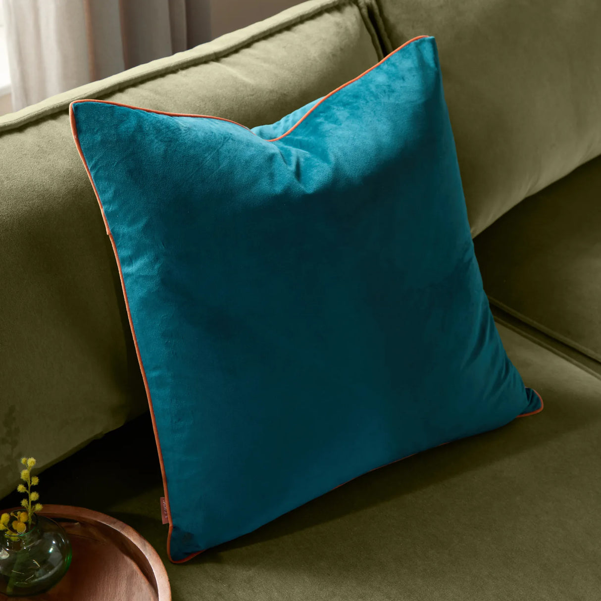 Meridian Velvet Cushion Cover Teal/Tiger 45 x 45cm - image 1