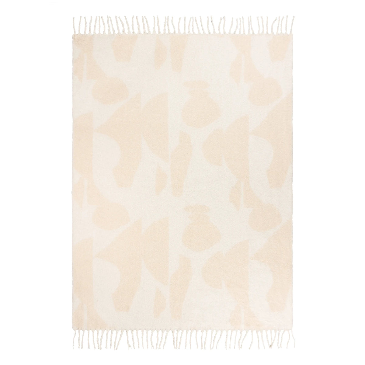 Meta Abstract Woven Tasselled Marshmallow Throw Blanket 130cm x 180cm - additional product view 4