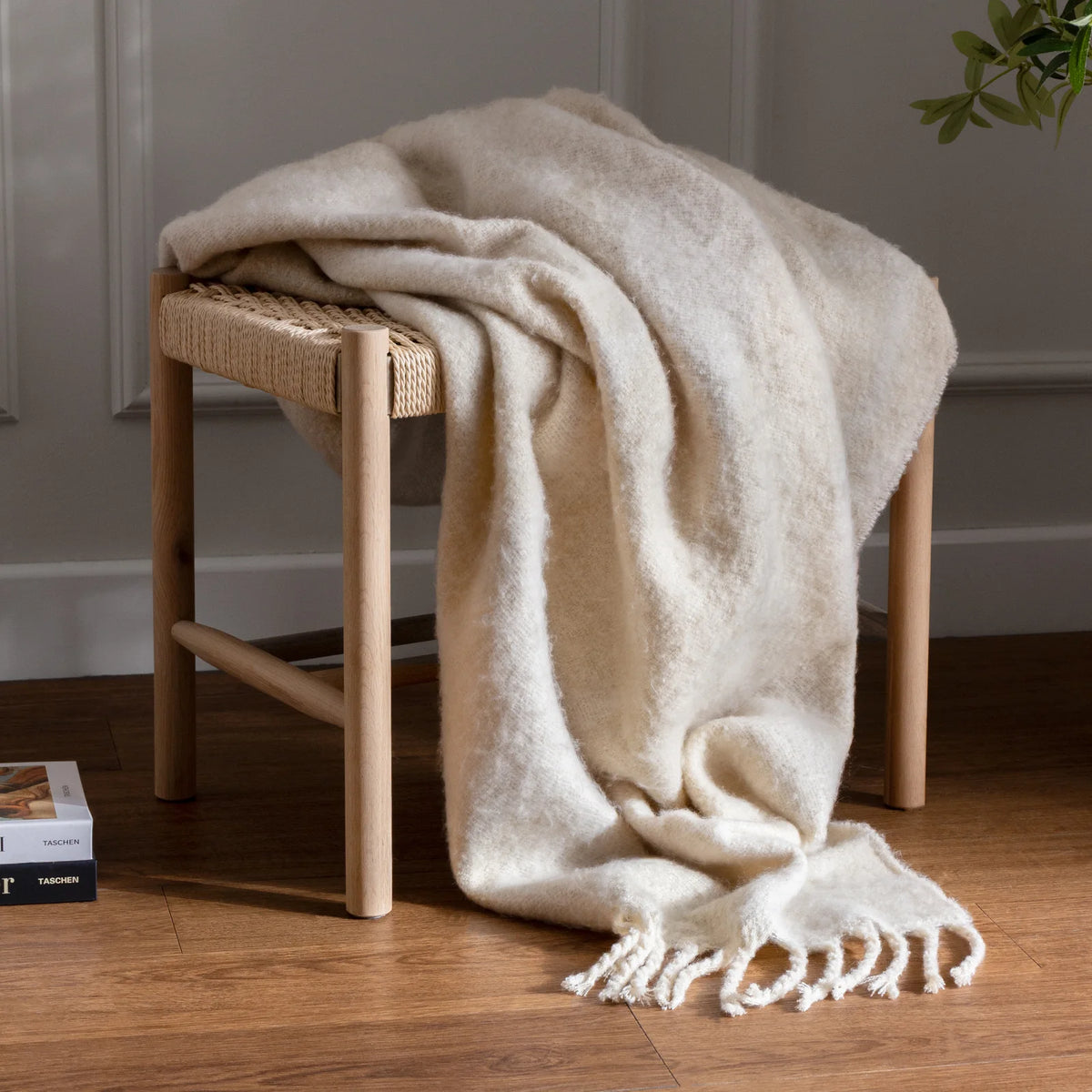 Meta Abstract Woven Tasselled Natural Throw Blanket 130cm x 180cm - additional product view 3