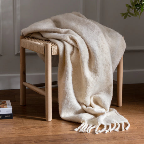 Meta Abstract Woven Tasselled Natural Throw Blanket 130cm x 180cm - additional product view 3