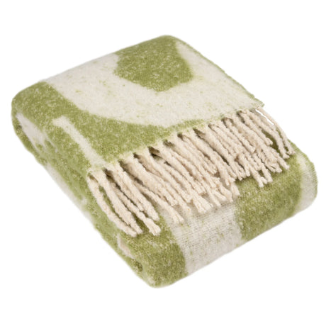 Meta Abstract Woven Tasselled Olive Throw Blanket 130cm x 180cm - additional product view 2