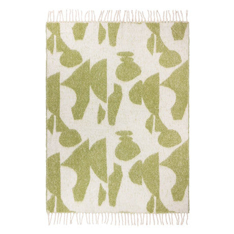 Meta Abstract Woven Tasselled Olive Throw Blanket 130cm x 180cm - additional product view 4