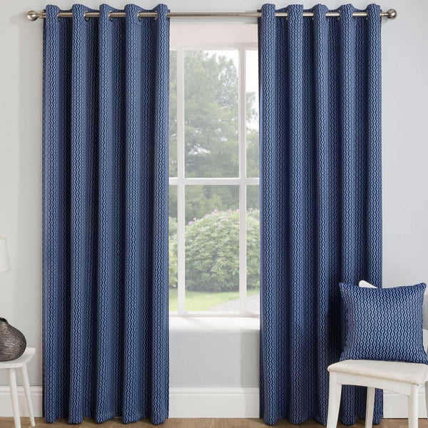 Miami Lined Eyelet Curtains Navy 46" x 54" - Ideal