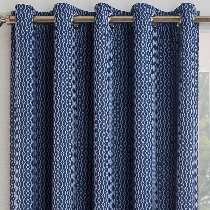Miami Lined Eyelet Curtains Navy 46" x 54" - Ideal