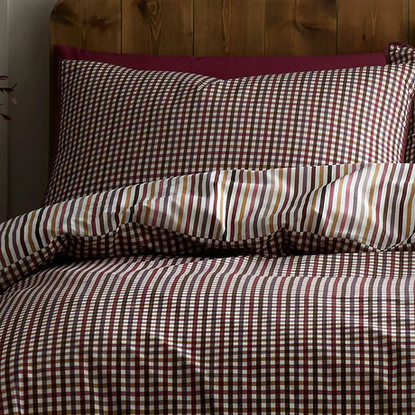 Micro Check Berry 100% Cotton Duvet Cover Set - product image 2
