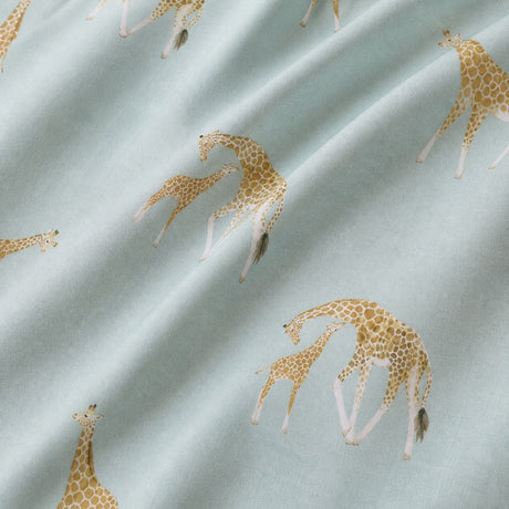 Macro close-up of the duck egg fabric on the Milo Giraffe Reversible Polycotton Duvet Cover Bedding Set