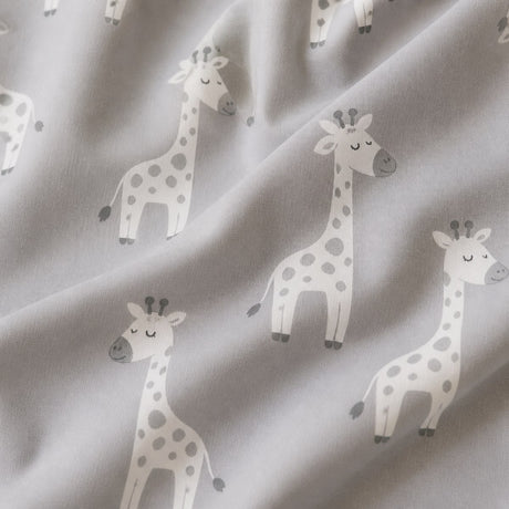 Macro close-up of the grey fabric on the Milo Giraffe Reversible Polycotton Duvet Cover Bedding Set