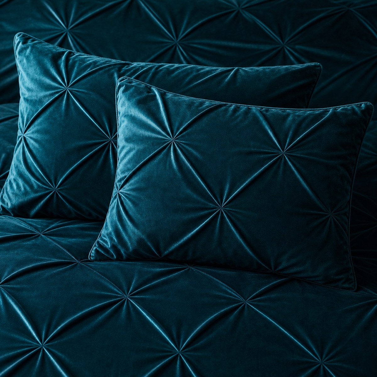 Close-up of matching Mira Velvet Duvet Cover Set Soft Microfibre Bedding pillowcases showing the pattern and fabric detail
