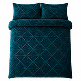 Overhead flat lay of the Mira Velvet Duvet Cover Set Soft Microfibre Bedding with two matching pillowcases