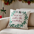Mistletoe Wreath Embroidered Cushion Cover Multicolour 45 x 45cm - image 1