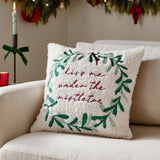 Mistletoe Wreath Embroidered Cushion Cover Multicolour 45 x 45cm - image 1