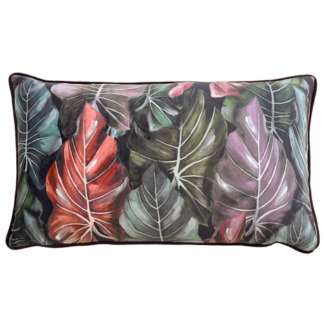 Mogori Leafage Velvet Aubergine Cushion Cover 30cm x 50cm - additional product view 1