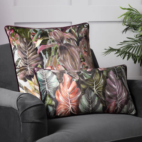 Mogori Leafage Velvet Aubergine Cushion Cover 30cm x 50cm - additional product view 3