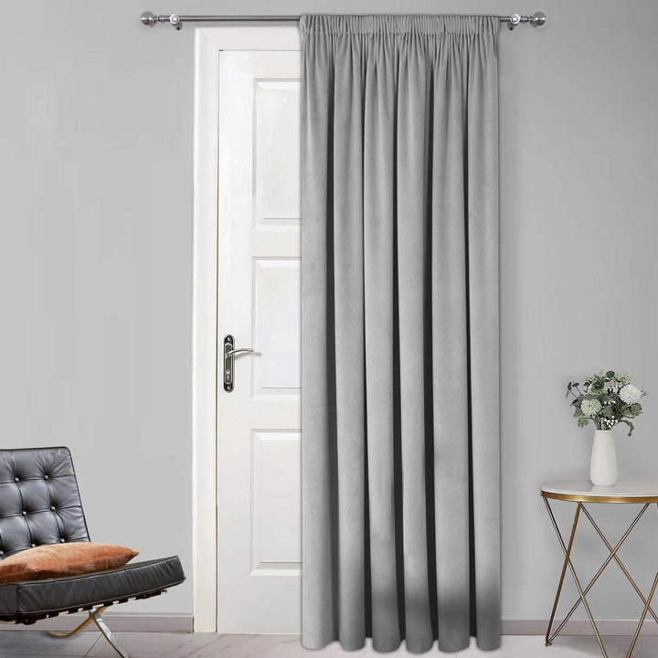 Montreal Soft Velour Door Curtain Soft Grey - Ideal