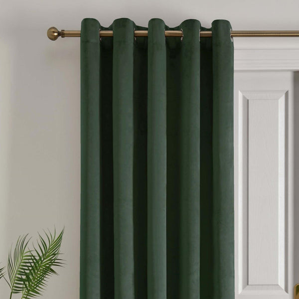 Montrose Blackout Velvet Door Curtain Bottle Green - Ideal