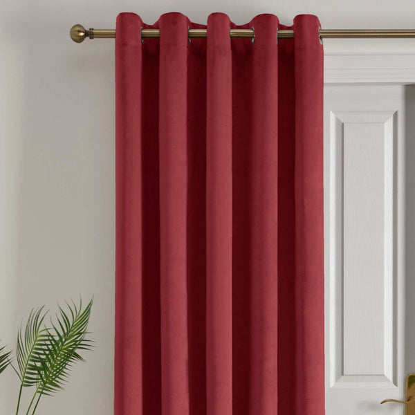 Montrose Blackout Velvet Door Curtain Claret - Ideal