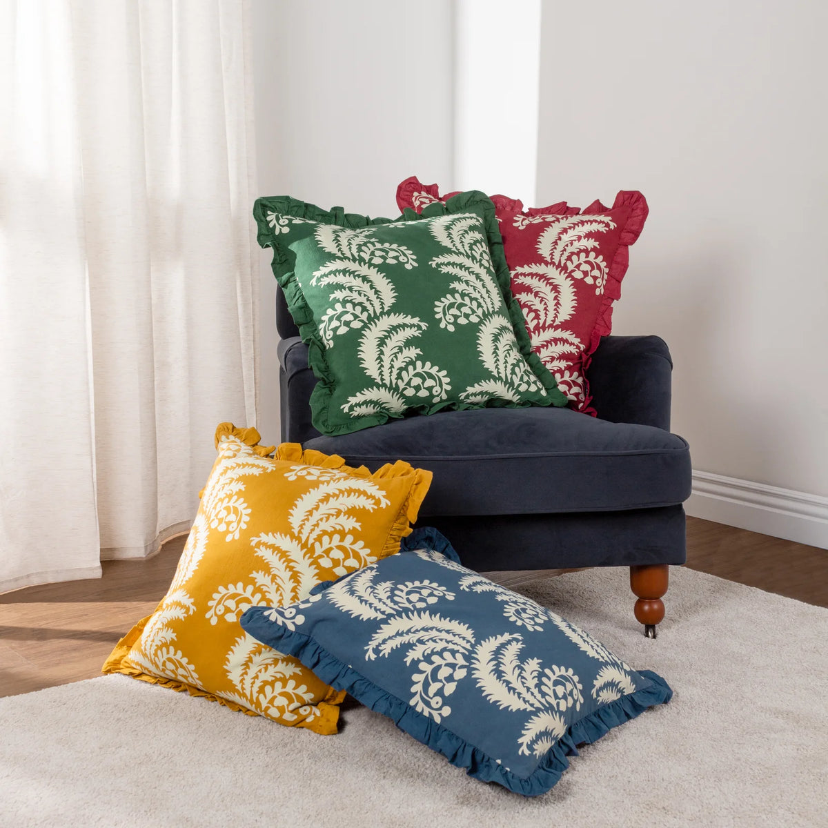 Montrose 100% Cotton Bottle Green Cushion Cover 50cm x 50cm - additional product view 6