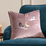 Moonlit Flight Velvet Dusty Pink Cushion Cover or Filled Cushion 45cm x 45cm - additional product view 1