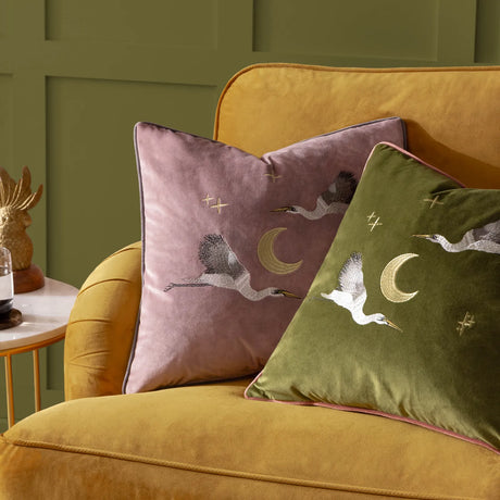 Moonlit Flight Velvet Dusty Pink Cushion Cover or Filled Cushion 45cm x 45cm - additional product view 6