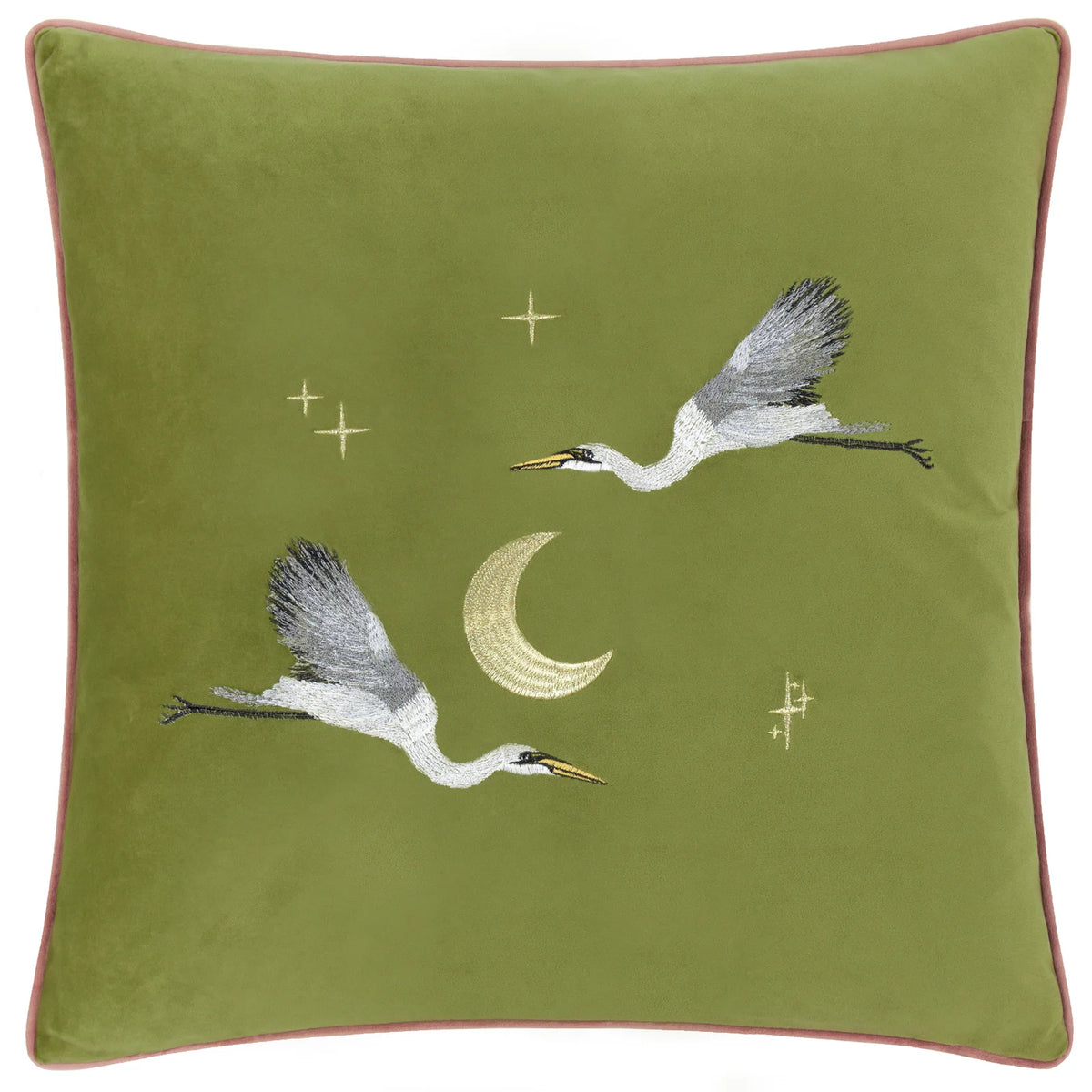 Moonlit Flight Velvet Olive Cushion Cover or Filled Cushion 45cm x 45cm - additional product view 2