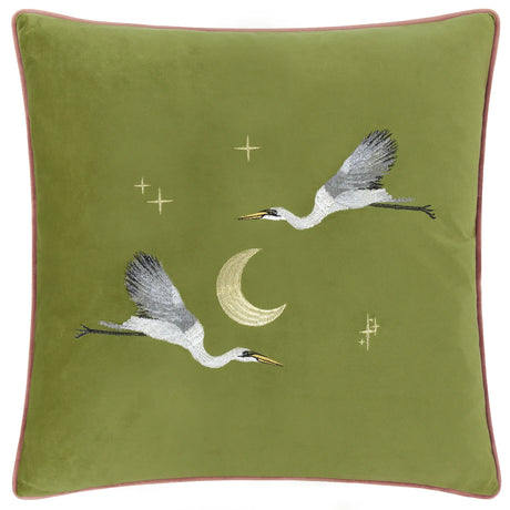 Moonlit Flight Velvet Olive Cushion Cover or Filled Cushion 45cm x 45cm - additional product view 2
